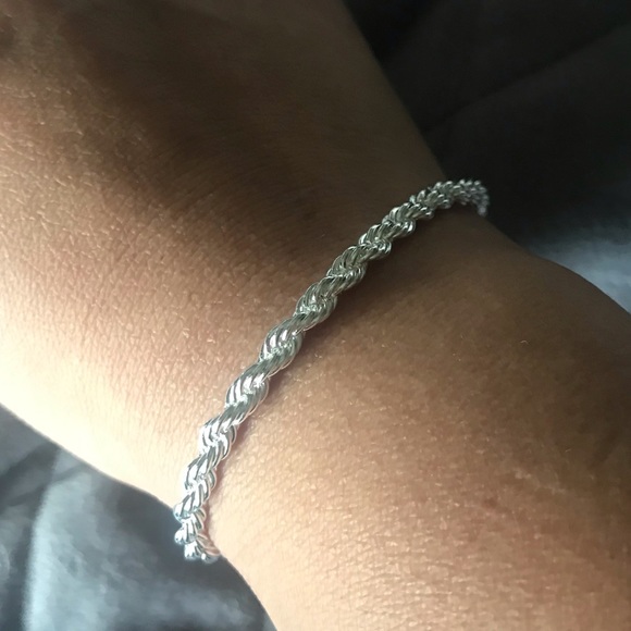 STERLING SILVER .925 twisted chain bracelet - Picture 7 of 9